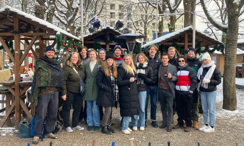 Students at a Christmas Market